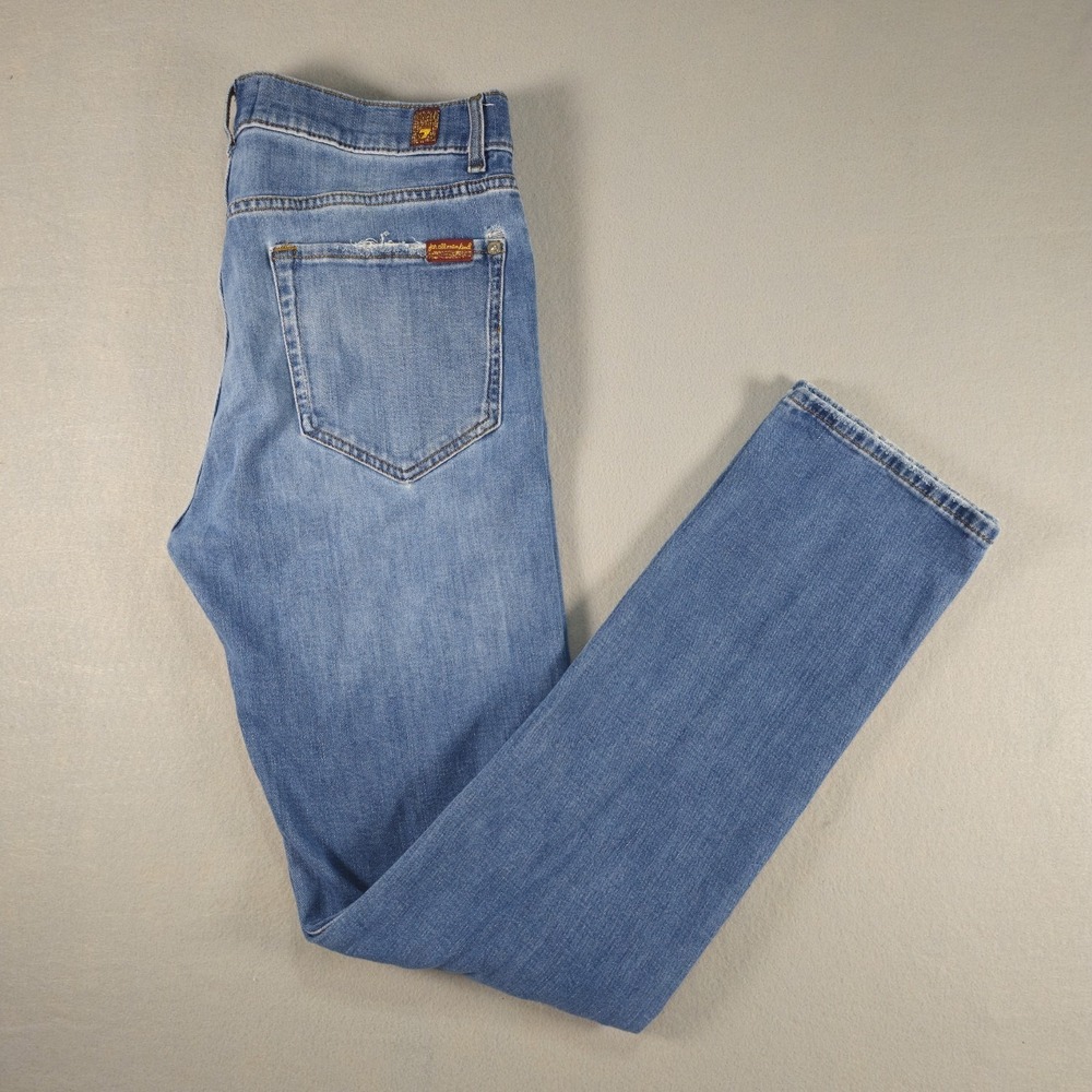 7 For All‎ Mankind Slimmy Jeans Mens 32 Redvale Light Wash Stretch Italian Denim